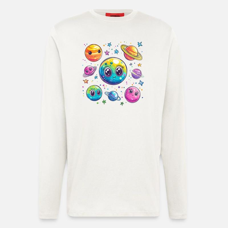 Bunte Planetenfreunde - Langarmshirt - made by SPREAD - OFF WHITE