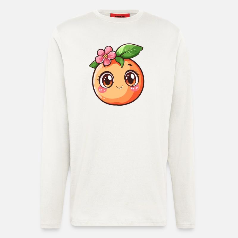 Pêche avec fleur - Manches longues bio décontracté fabriqué en UE - OFF WHITE