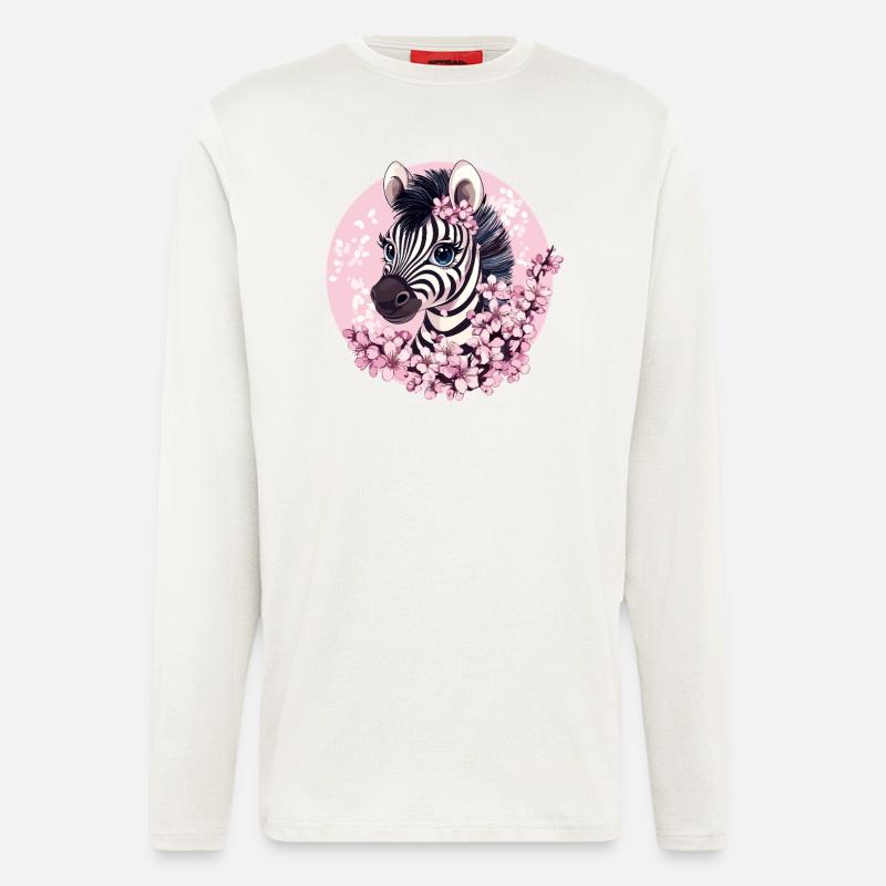 Zebra with cherry blossoms - Longsleeve - made by SPREAD  - OFF WHITE