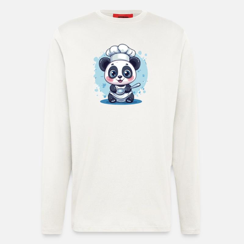 Panda with chef's hat - Longsleeve - made by SPREAD  - OFF WHITE