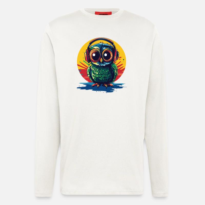 Eule mit Kopfhörern - Langarmshirt - made by SPREAD  - OFF WHITE