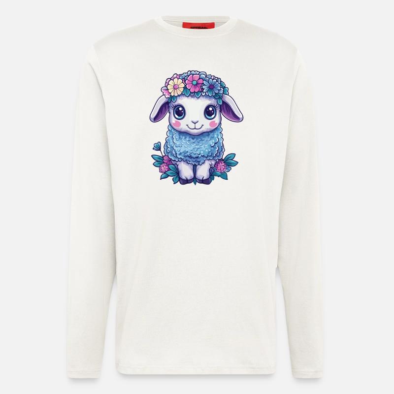 Schaf mit Blumen - Langarmshirt - made by SPREAD  - OFF WHITE