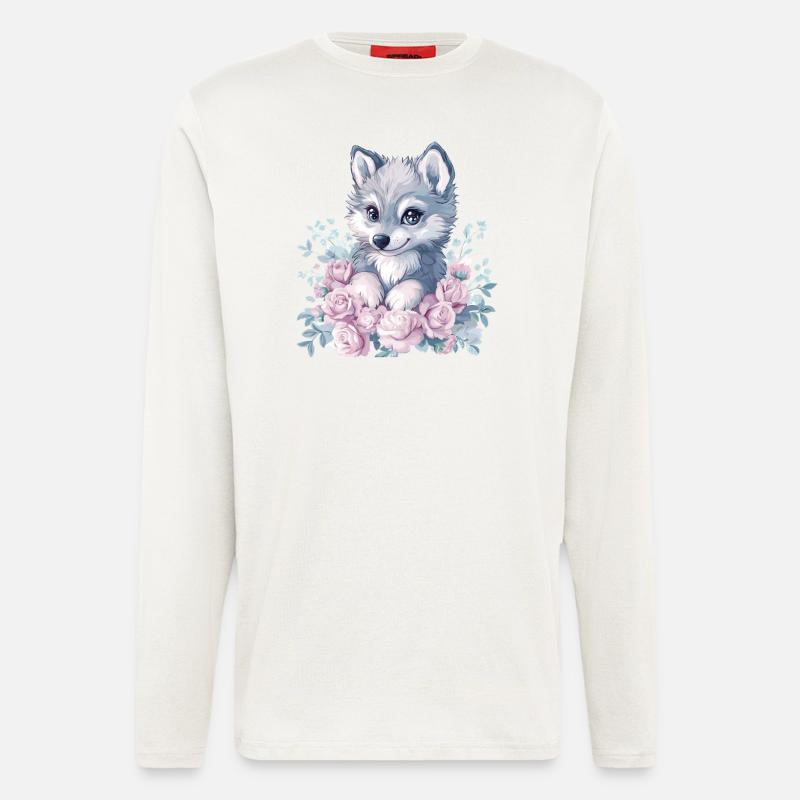 Husky with roses - Longsleeve - made by SPREAD - OFF WHITE