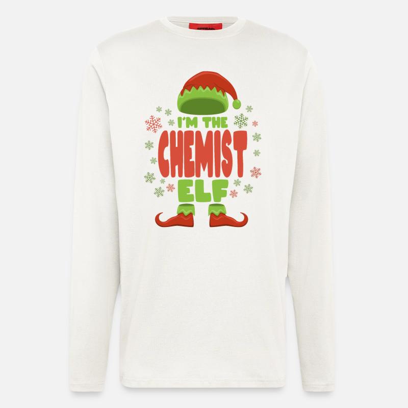 Chimiste Elfe de Noël - Manches longues bio décontracté fabriqué en UE - OFF WHITE
