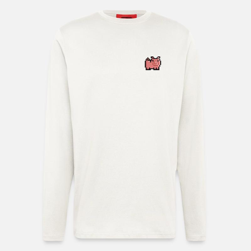 Retro Schwein - Langarmshirt - made by SPREAD - OFF WHITE