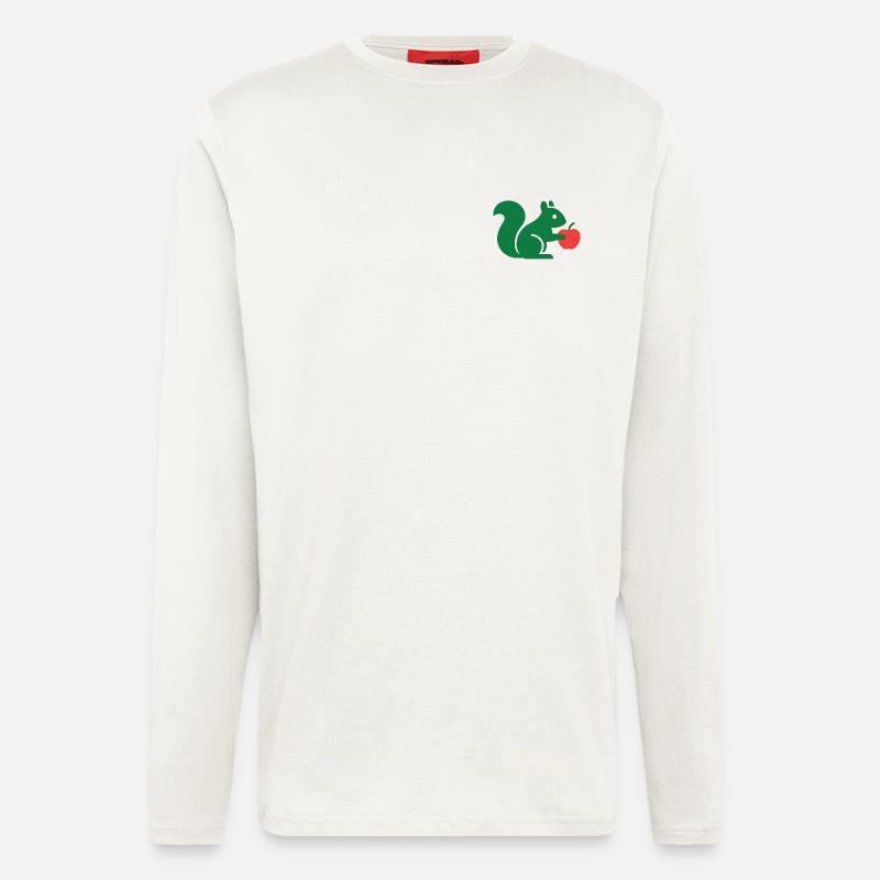 Grünes Eichhörnchen mit Apfel - Langarmshirt - made by SPREAD  - OFF WHITE