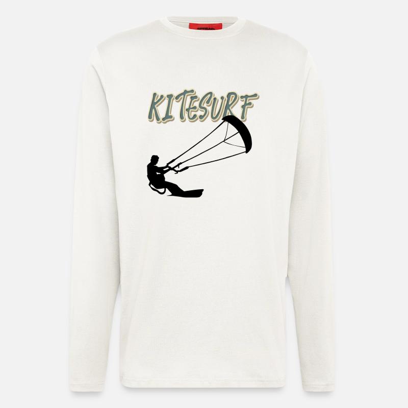 Kitesurf Kitesurfer Kitesurf Kiteboard - Manches longues bio décontracté fabriqué en UE - OFF WHITE