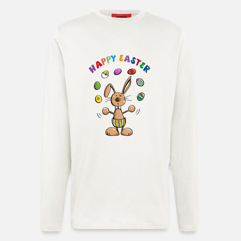 Happy Easter Osterhase - Bunny - Langarmshirt - made by SPREAD  - OFF WHITE
