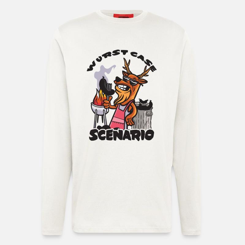 Wurst Case Scenario, Verkohlte Bratwurst - Langarmshirt - made by SPREAD  - OFF WHITE