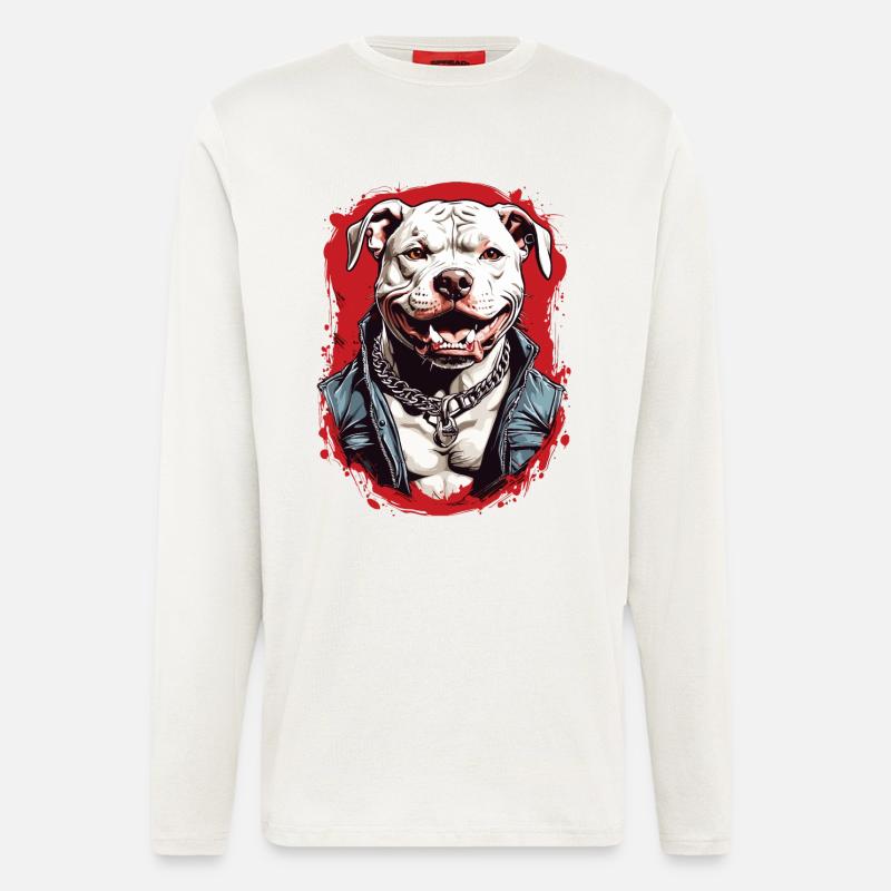 Hunderasse Pitbulls - Langarmshirt - made by SPREAD  - OFF WHITE