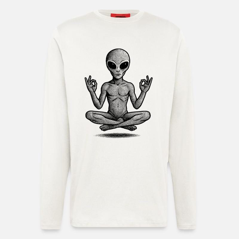 Abstraktes geometrisches Strichkunst-Design - Langarmshirt - made by SPREAD  - OFF WHITE