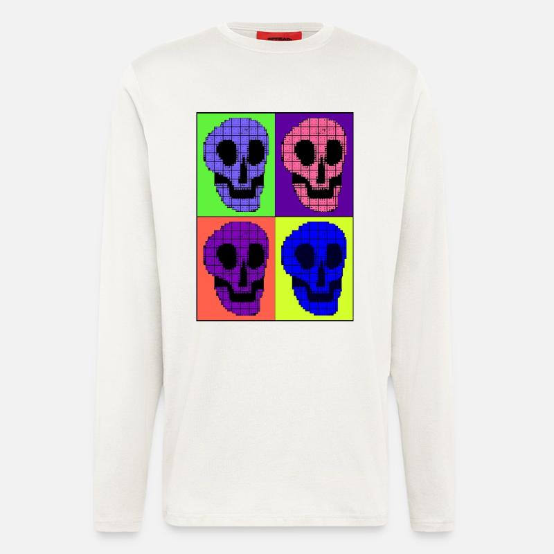 Vier bunte Totenköpfe - Langarmshirt - made by SPREAD  - OFF WHITE