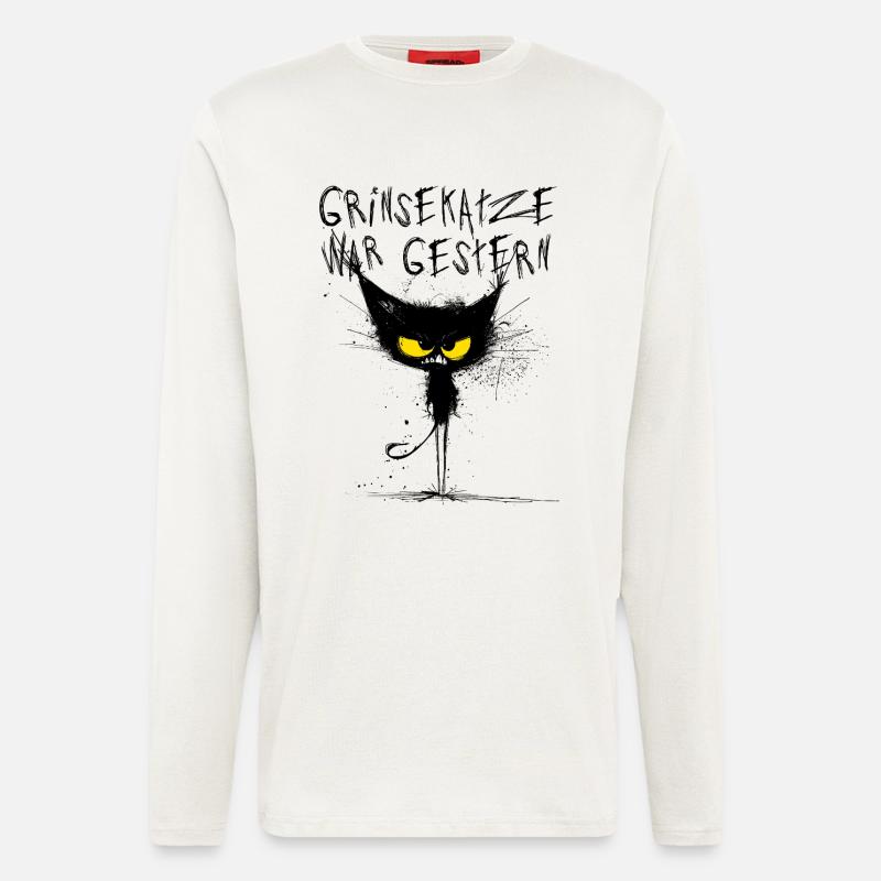 Grimmige Katze - Grinsekatze war gestern - Langarmshirt - made by SPREAD  - OFF WHITE