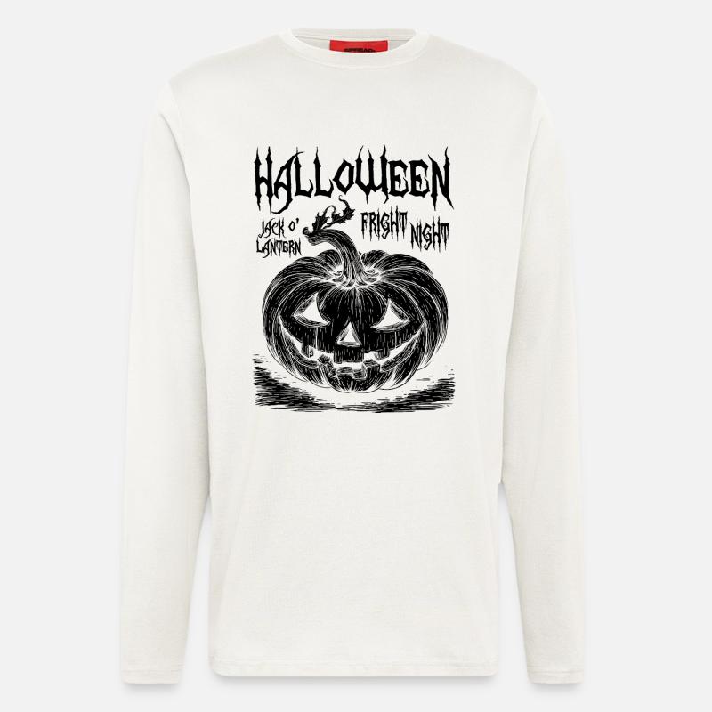 Halloween Jack O'Lantern schwarzes Design - Langarmshirt - made by SPREAD  - OFF WHITE