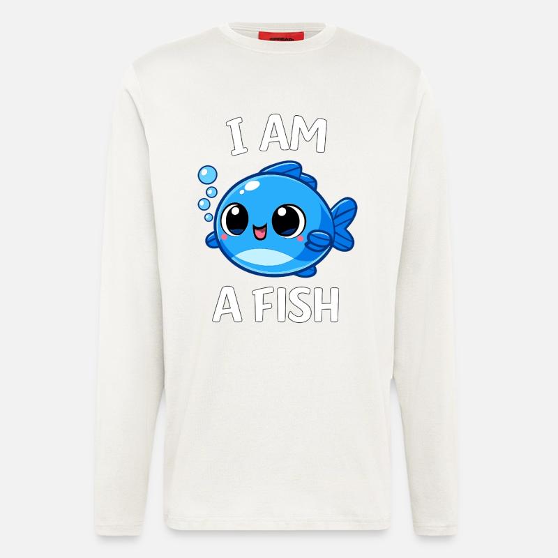 Fisch Kostüm Meerestier blauer Fisch Karneval - Langarmshirt - made by SPREAD  - OFF WHITE