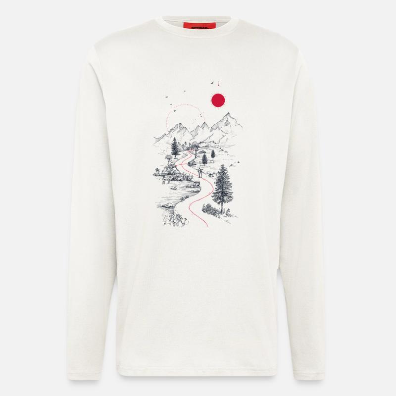 Red trail through mountain landscape - Longsleeve - made by SPREAD  - OFF WHITE