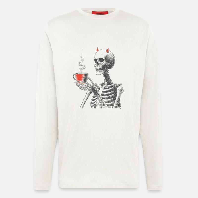 Devilish Coffee Skeleton - Longsleeve - made by SPREAD  - OFF WHITE