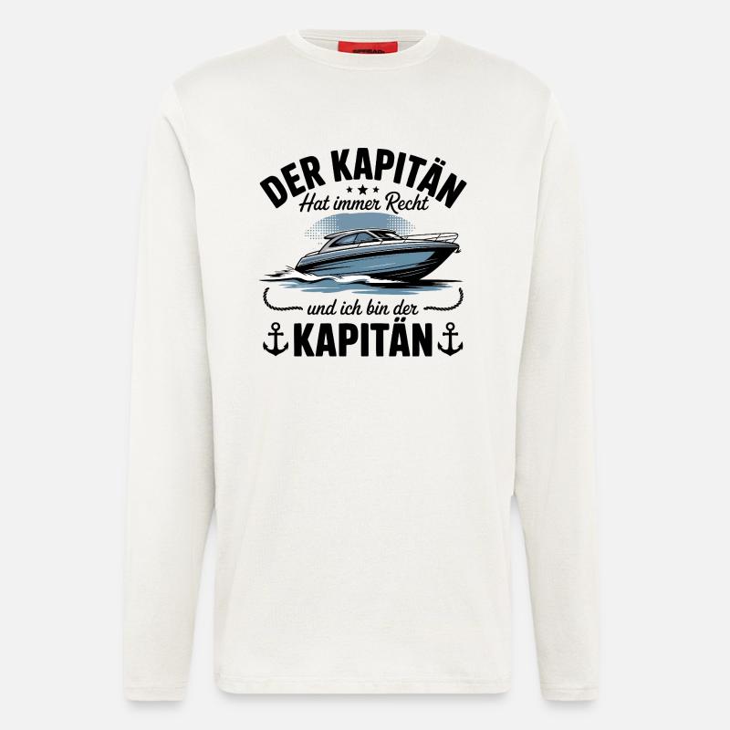 Kapitän Boot Bootsführerschein - Langarmshirt - made by SPREAD  - OFF WHITE