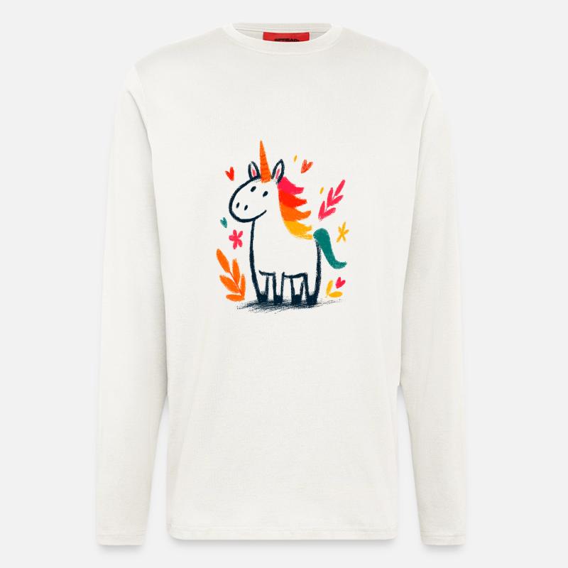 Pastellunicorn mit Regenbogenmähne - Langarmshirt - made by SPREAD  - OFF WHITE