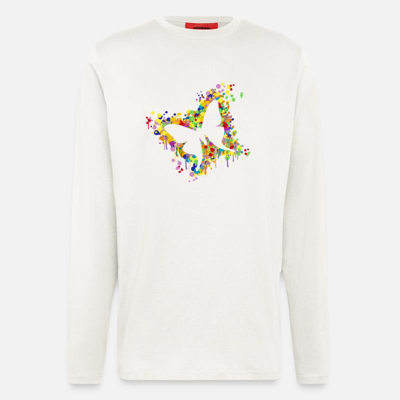 Schmetterling Splash - Langarmshirt - made by SPREAD  - OFF WHITE