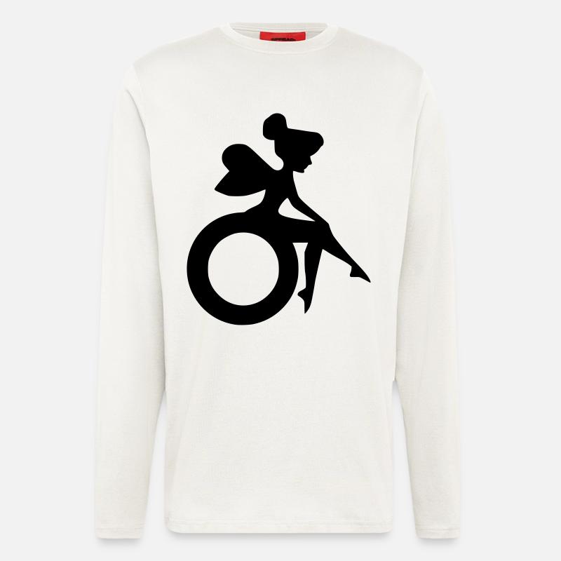 Image d’une fée en fauteuil roulant # - Manches longues bio décontracté fabriqué en UE - OFF WHITE