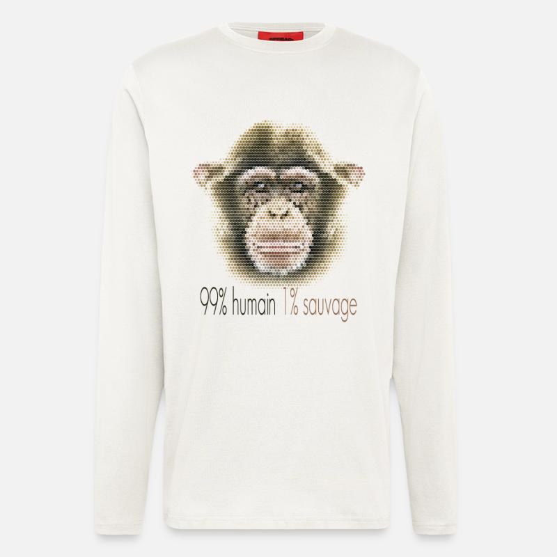 Chimpanzee Face – 99% Human 1% Wild - Longsleeve - made by SPREAD - OFF WHITE