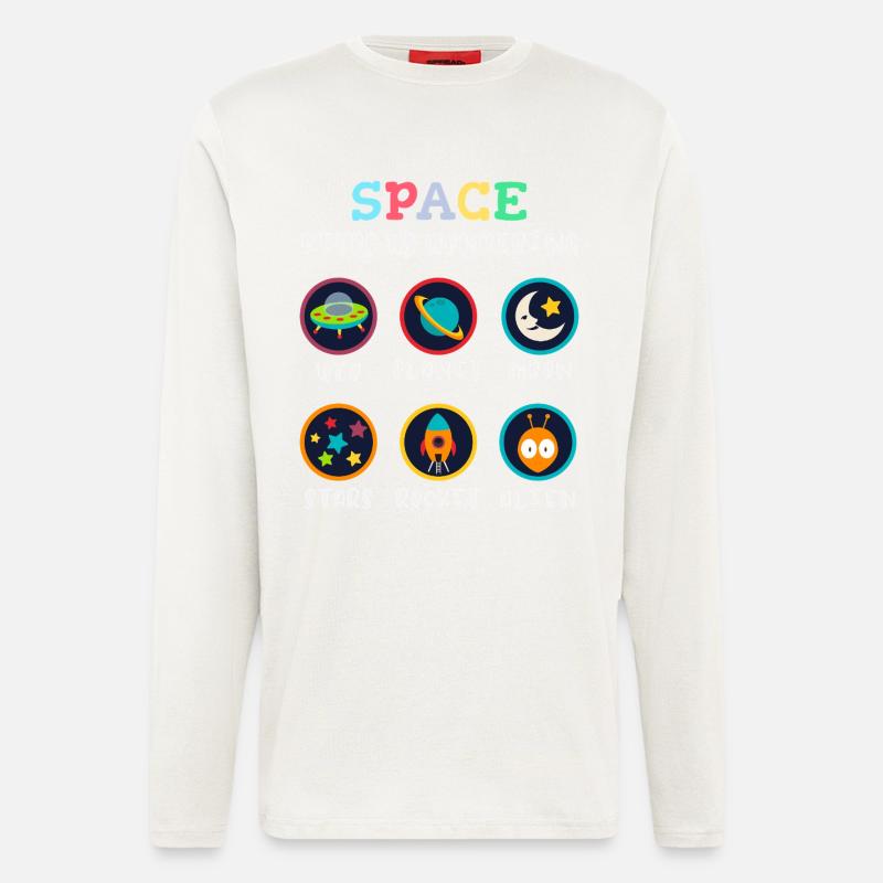 L’espace suscite la curiosité - Manches longues bio décontracté fabriqué en UE - OFF WHITE