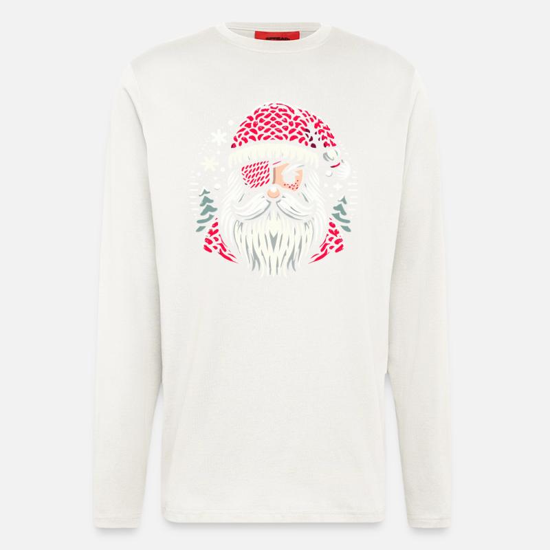 Weihnachtsmann Strickmuster mit Augenklappe - Langarmshirt - made by SPREAD - OFF WHITE