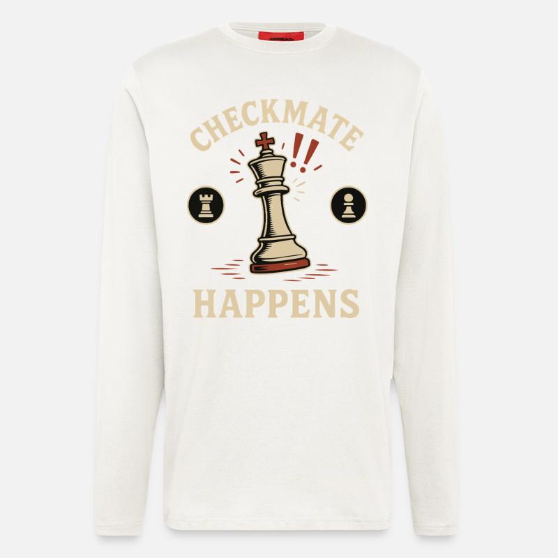 Le jeu d’échecs Checkmate Happens - Manches longues bio décontracté fabriqué en UE - OFF WHITE