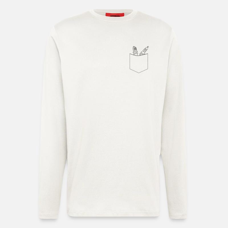 Poche de poitrine mécanique - Manches longues bio décontracté fabriqué en UE - OFF WHITE