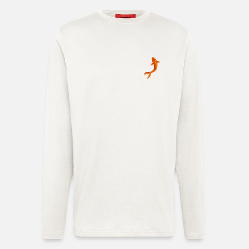 Wasserfarbener Koi im Sprudelflug - Langarmshirt - made by SPREAD  - OFF WHITE