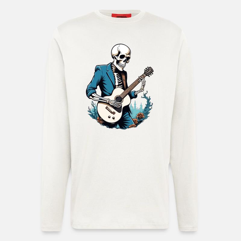 Skeleton with guitar - Longsleeve - made by SPREAD  - OFF WHITE