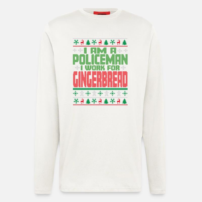 Citation de Noël du policier - Manches longues bio décontracté fabriqué en UE - OFF WHITE