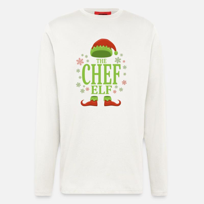 Chef Elfe de Noël - Manches longues bio décontracté fabriqué en UE - OFF WHITE
