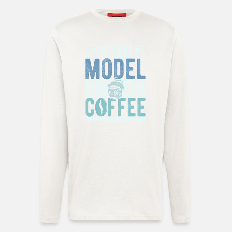 Dicton modèle café - Manches longues bio décontracté fabriqué en UE - OFF WHITE