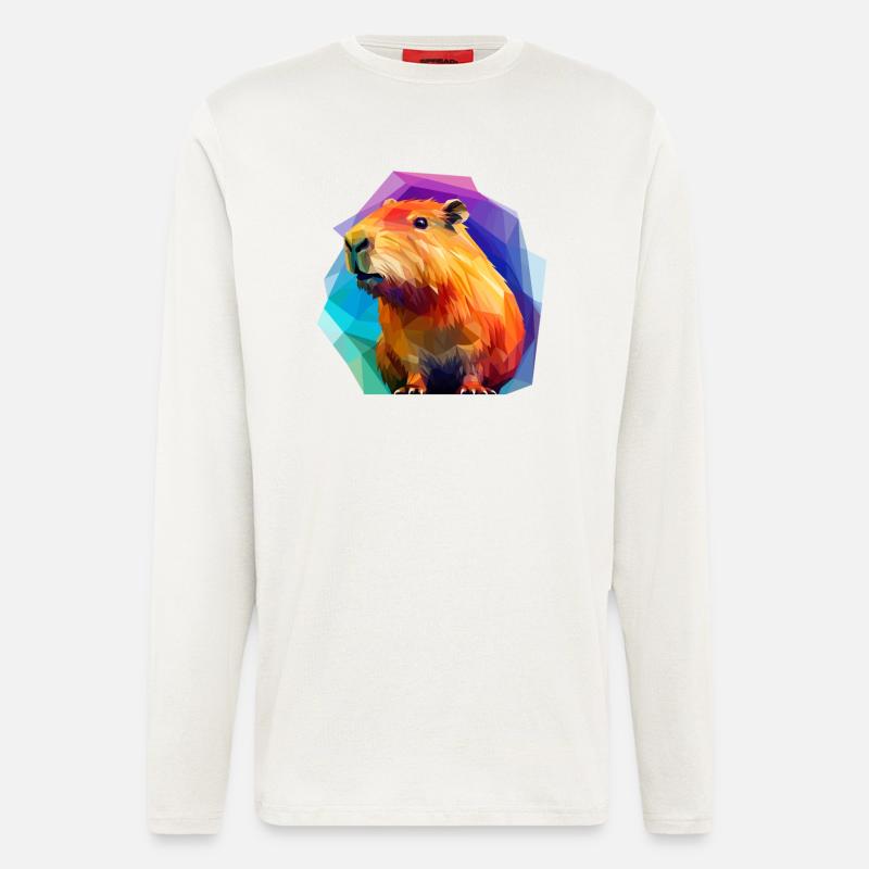 Capybara Low Polygon Design - Longsleeve - made by SPREAD  - OFF WHITE