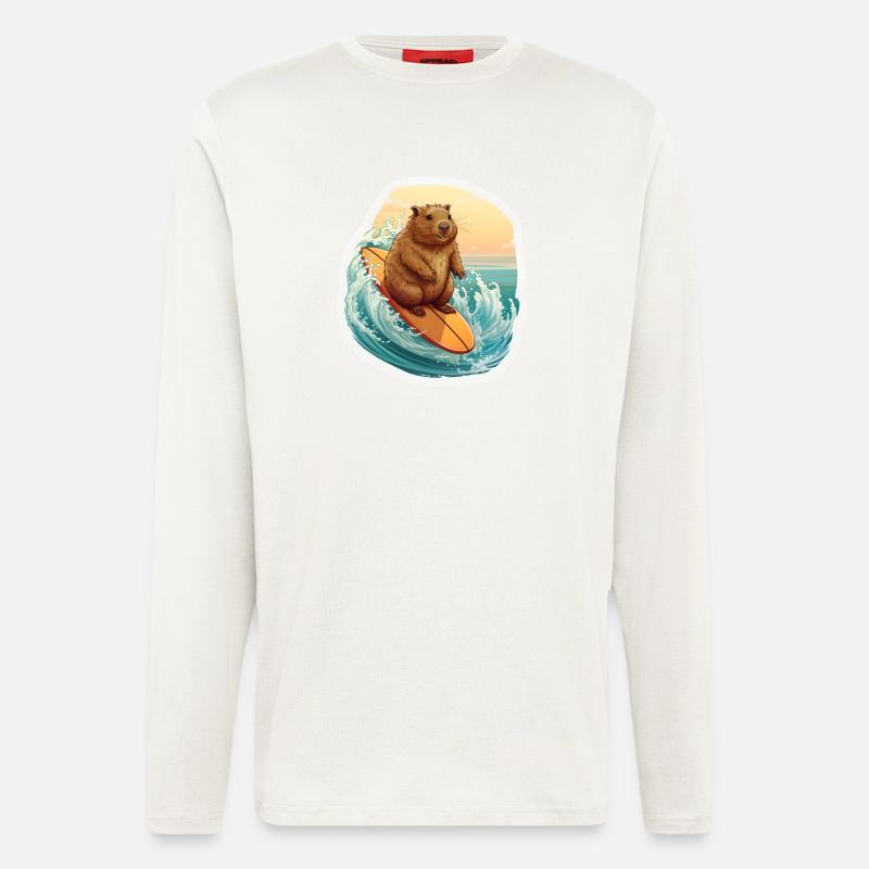 Capybara Surfer - Longsleeve - made by SPREAD  - OFF WHITE