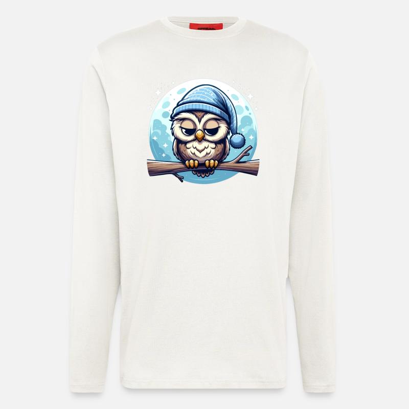 Eule Schlummertrunk Schlafeule Mond - Langarmshirt - made by SPREAD  - OFF WHITE