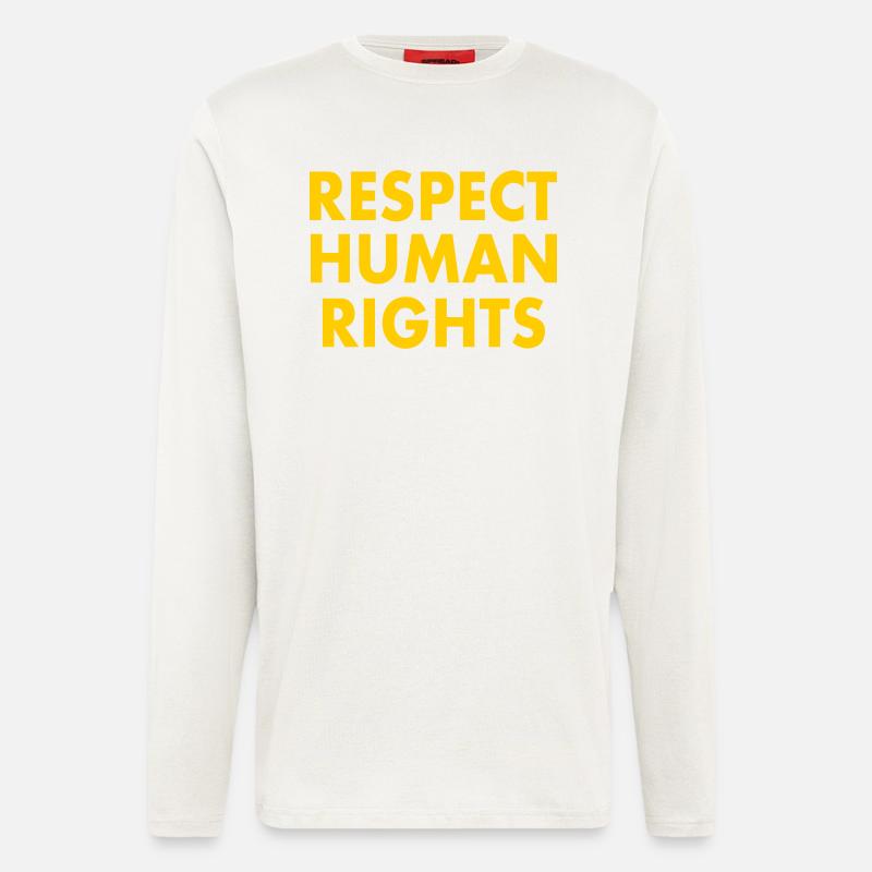 Respect human rights - Langarmshirt - made by SPREAD  - OFF WHITE