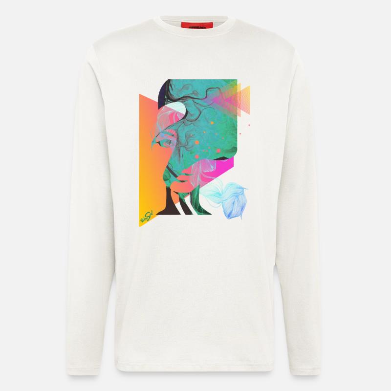 abstraktes Gesicht - Langarmshirt - made by SPREAD  - OFF WHITE