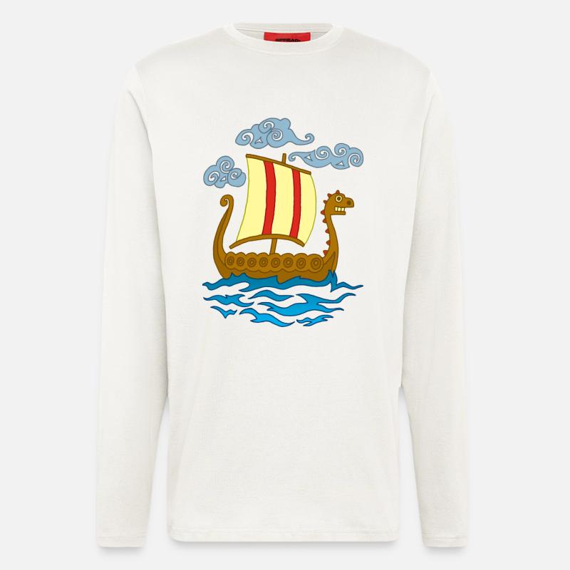 Lustiger Wikinger Drakkar - Langarmshirt - made by SPREAD  - OFF WHITE