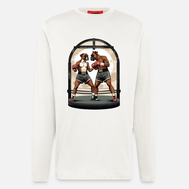 Hunde im Boxring - Langarmshirt - made by SPREAD  - OFF WHITE
