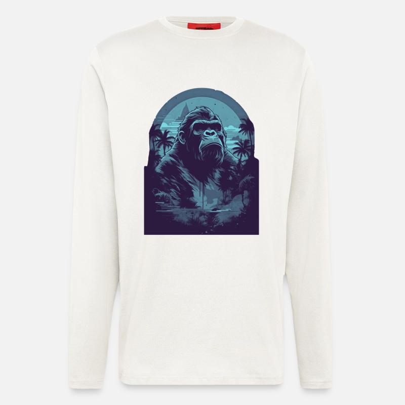 Blauer Gorrile - Langarmshirt - made by SPREAD  - OFF WHITE