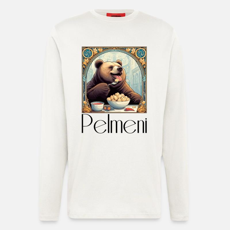 Pelmeni Bär russisch Geschenk - Langarmshirt - made by SPREAD - OFF WHITE
