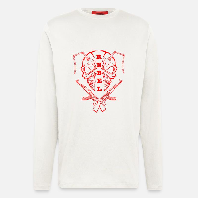 "REBEL EYES – Fearless Expression" rot - Langarmshirt - made by SPREAD  - OFF WHITE