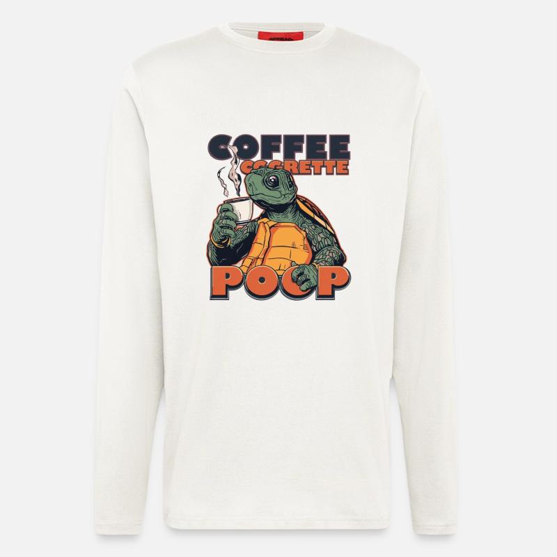 Lizard Schildkröte Kaffee Kippe Gaffel Zigarette - Langarmshirt - made by SPREAD  - OFF WHITE