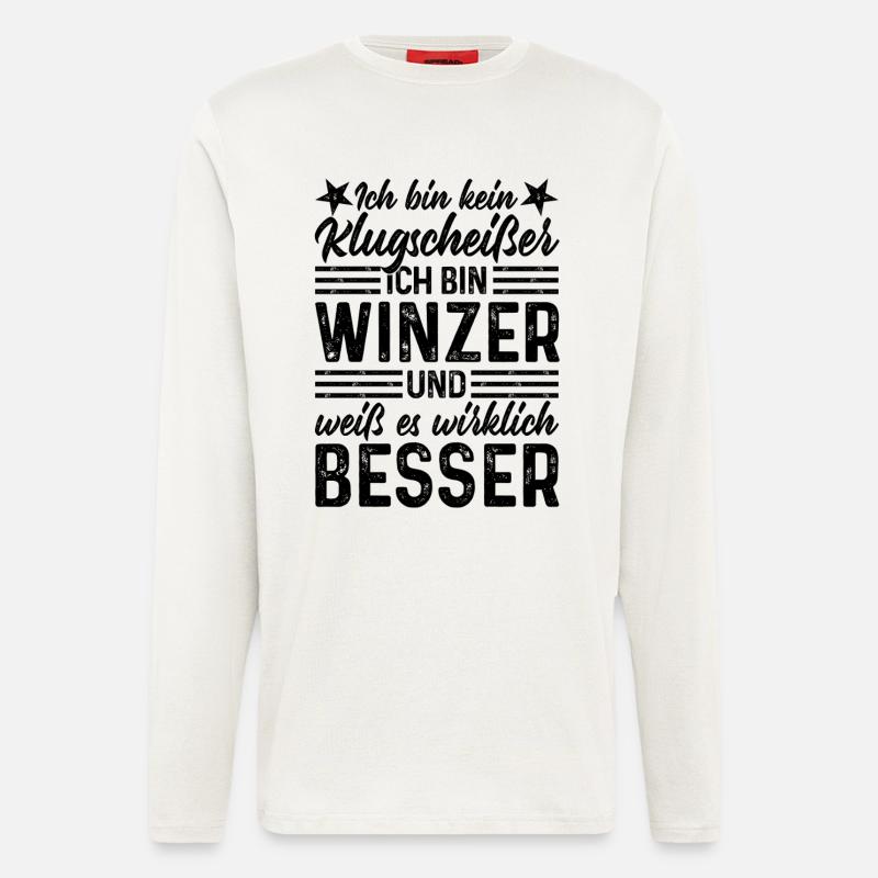 Winzer - Ich bin kein Klugscheißer - Langarmshirt - made by SPREAD  - OFF WHITE