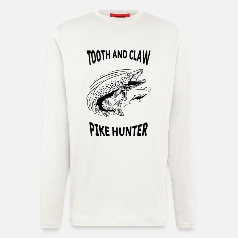 Hechtenfischen Hechtenjäger - Langarmshirt - made by SPREAD  - OFF WHITE