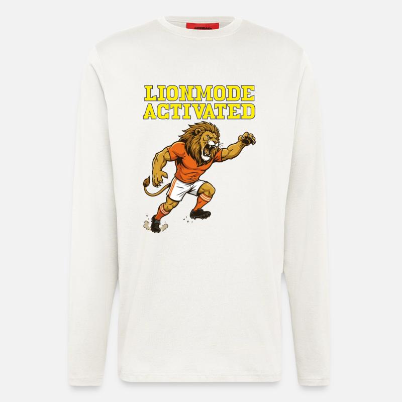 LionModeActivated - Manches longues bio décontracté fabriqué en UE - OFF WHITE