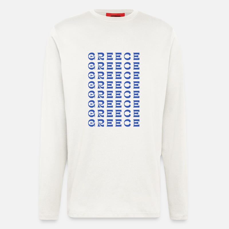 Greece Grid Blue Typography - Longsleeve - made by SPREAD - OFF WHITE